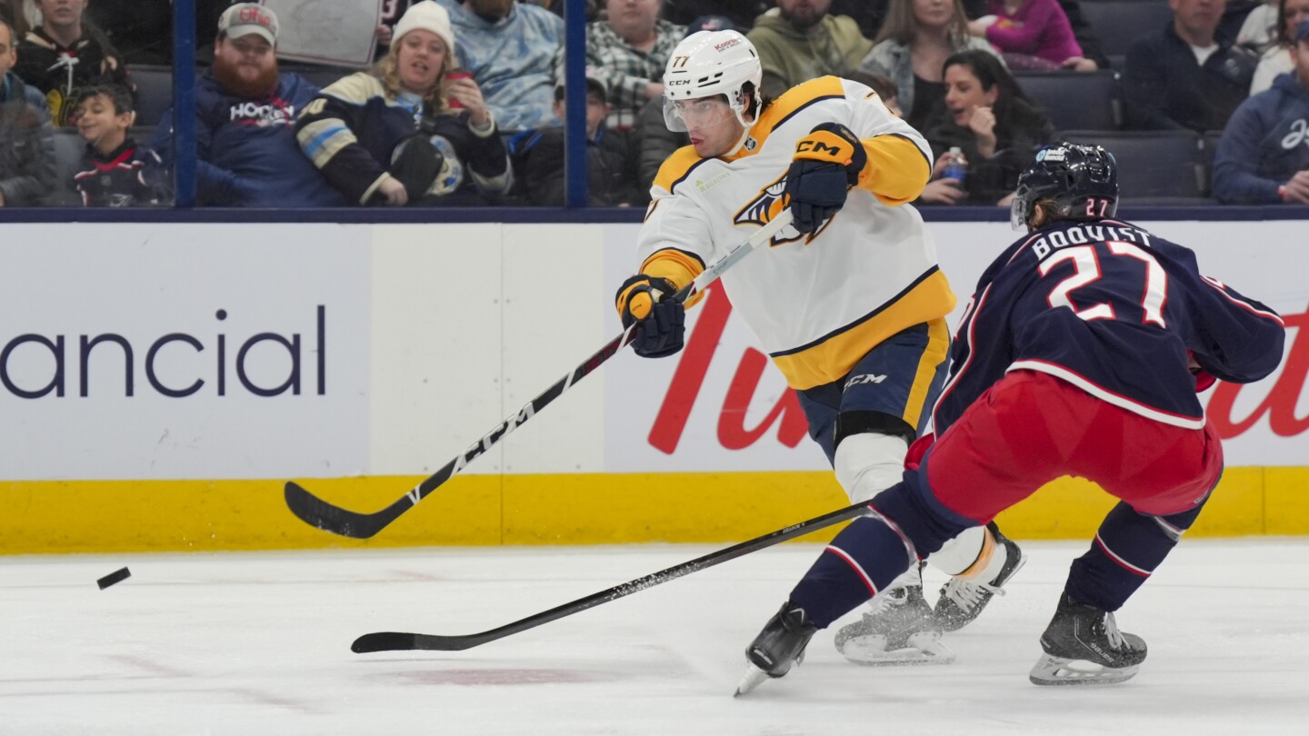 Evangelista mencetak tie-breaker, Predators mengalahkan Blue Jackets 2-1 untuk kemenangan ke-10 dalam 11 pertandingan