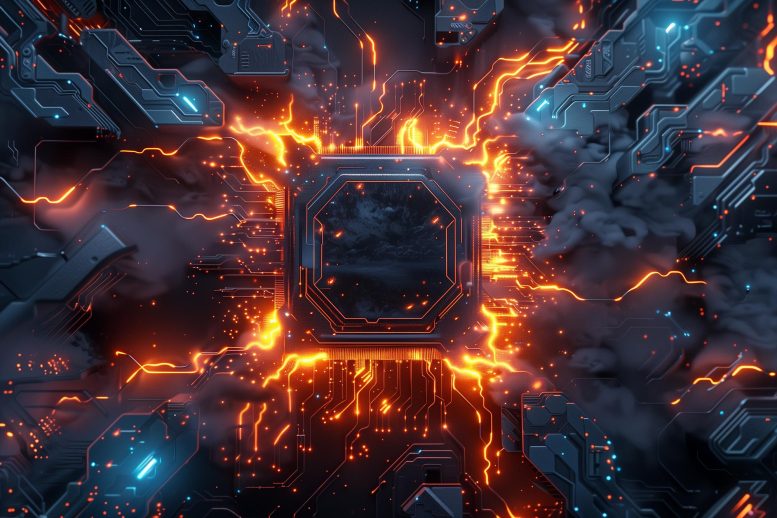 Ilustrasi Konsep Seni Elektronik Sirkuit Termal