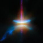 The protoplanetary disk forming around a new star.