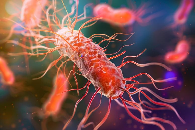 Ilustrasi konsep bakteri superbug e coli