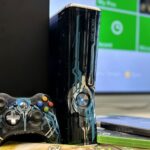 Xbox 360 Halo 4 version with controller and Xbox Series X