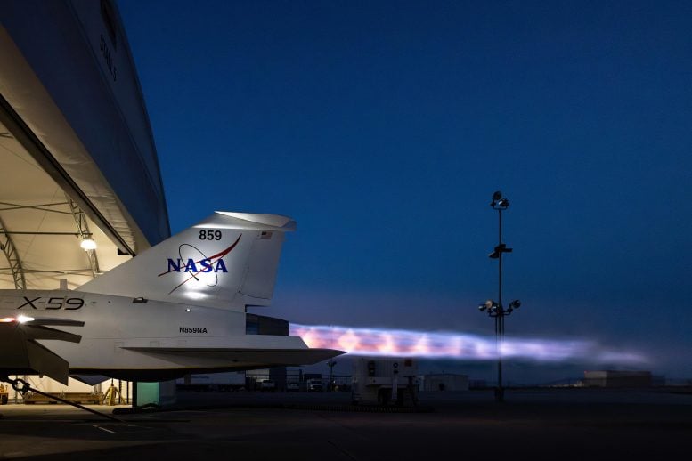 NASA X-59 Mach Diamonds selama pengujian afterburner maksimum