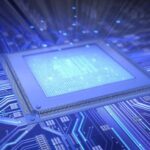 Ilustrasi chip komputer CPU semikonduktor