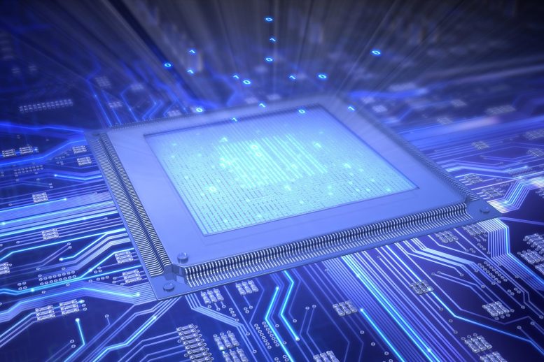 Ilustrasi chip komputer CPU semikonduktor