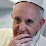 Pope Francis during a news conference aboard his aeroplane after a visit to Brazil, July 29th 2013