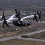 The Joby aircraft in flight.
