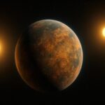 Planet dengan dua bintang konsep seni