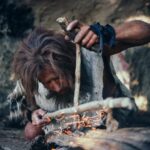 Neanderthal Caveman memulai api