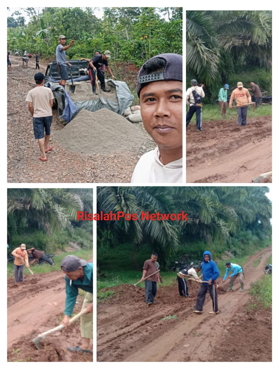 Masyarakat Dusun 1 Dan Dusun 2 Kampung Bonglai, Kecamatan Banjit: Gotong - Royong Jalan Kabupaten Yang Tak Kunjung Di Perbaiki Secara Swadaya