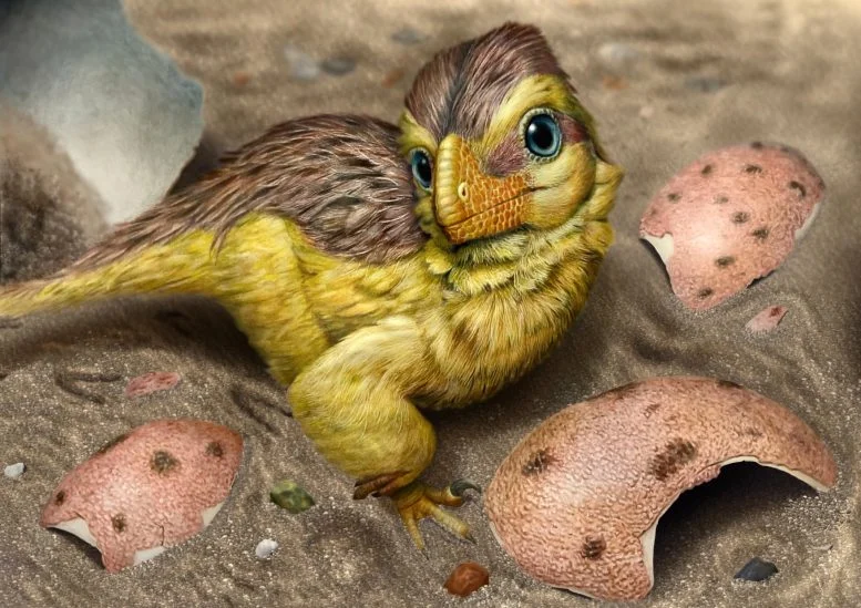 Rekonstruksi Artistik Dinosaurus Seperti Troodontid yang Baru Menetas